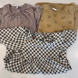 Rylee + Cru Striped, Cat Print, and Checkered Kids Dresses. Size 8-9.